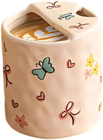 Novelty Ceramic Coffee Mug Designed to Look Like a Gift Box, 10oz Retro Hand-Painted Ceramic Travel Mug (White Bow) by Unknown
