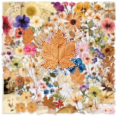 100PCS Transparent Flora Scrapbook Stickers, Vintage Aesthetic Flowers Sticker for Scrapbooks Travel Journal, Vinyl Waterproof for Water Bottles Laptop Phone Scrapbook Supplies DIY Crafts (Flower-AB) - Image 2