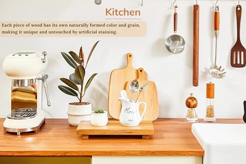 Medium 12" Acacia Wood Riser Pedestal Stand for Kitchen Counter - Image 4