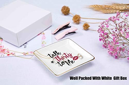 Topthink Talk Thirty To Me – Ceramic Jewelry Holder Ring Dish Trinket Box Tray – 30th Birthday Gifts for Women - 30 years old Gifts for Wife, Sister,Daughter, Girlfriend, Best Friends - Image 4