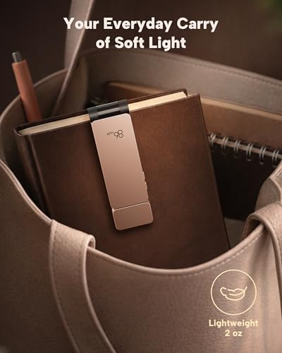 86lux Book Light, Rechargeable Clip-On LED Reading Light for Bed & Night Use - 3 Color Temperatures with Stepless Dimming, Ultralight Bookmark Design for Kids, Book Lovers, Pink Brown - Image 6