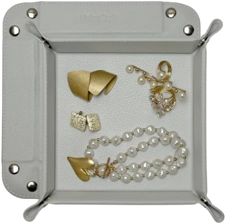 UnionBasic Small Jewelry Tray for Rings Watches Earrings, Entryway Catchall Caddy for Coins Keys Change, Nightstand Bedside Valet Holder, Trays for Electronic Gadgets, Lychee Lunar Rock by UnionBasic