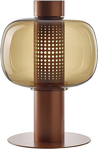 Modern Amber Glass Table Lamp Glass Shade Gold Base Desk Lamp Minimalist Design Living Room Bedroom Office Coffee Shop Dimmable LED Light Decor Ambient Lighting by SANDYHA