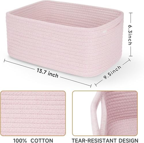3 Pack Storage Baskets for Organizing, 13.7×9.5×6.3", Mixed Pink - Image 3