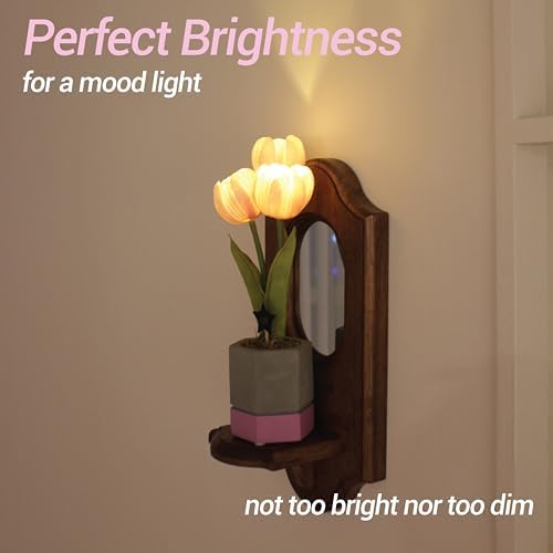 Cordless Flower Table Lamp, LED Battery Operated Portable Light, 2 AA Batteries Included, Bedroom Livingroom Home Decor Night Light, Korean Designer Floral Lamp, Purple - Image 5