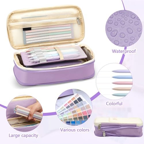 135 Pcs Book Annotation Kit with Pencil Case, 12 Pastel Highlighters, 11 Gel Pens, Fine Marker, 300 Transparent Sticky Notes, 2640 Index Tabs, Bible Study Supplies Kit(Classic,Purple) - Image 4