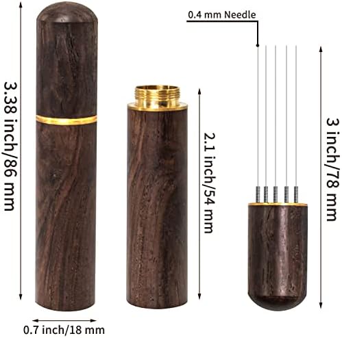 Zolunu Espresso Coffee Stirrer 5 Needles 0.4mm Espresso Distribution Tools, Natural Wood Handle and Stand (Walnut) - Image 2