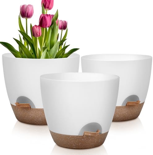 QRRICA 12/10/9 Inch Self Watering Pots for Indoor/Outdoor Plants by QRRICA