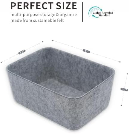 Welaxy Office Felt Deep Storage Bin Desk Drawer Organizer Caddy Gray - Image 4