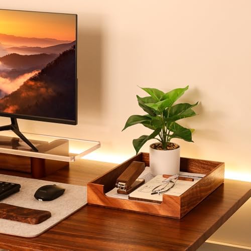 Multibey Walnut Wood Letter Tray for Desk, A4 Paper File Holder Organizer - Image 2