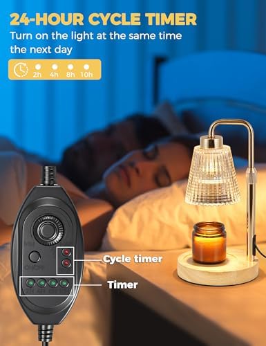 Modern Candle Warmer Lamp with 24h Cycle Timer, Dimmable Wax Melt Warmer - Image 4