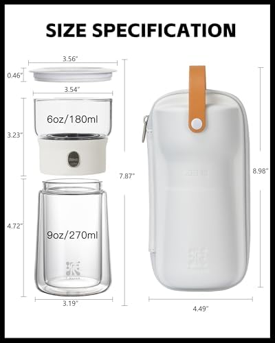 ZENS Modern Glass Infuser Pot, One Touch Tea Maker for Loose Leaf Tea - Image 4