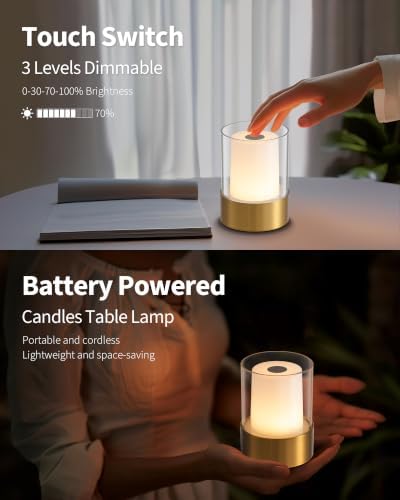 4" Bronze Cordless Table Lamp Set of 2, Outdoor Rechargeable Lamp - Image 4