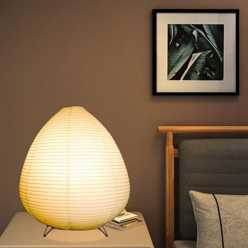 Small Table Lamp, Cute Paper Lamp, Ambient Lighting Lamp, Cozy Bedside Lamp, Minimalist Warm Glow Light for Bedroom Living Room Kids Room Dorm (White, 12.6"x11.02"x11.02") - Image 2