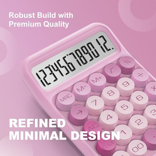 CATIGA Mechanical Switch Calculator, Pink Calculator with 12 Digit Large LCD Display & Big Buttons for Office Desk, Classroom Math, Back to School Supplies, Cute Aesthetic Desk Accessories - Image 4