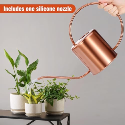 Plant Watering Can, 50 oz / 1500 ml Stainless Steel Metal - Modern Decorative with Long Spout for Indoor Potted Plants, Bonsai, Garden Flowers, Copper - Image 4