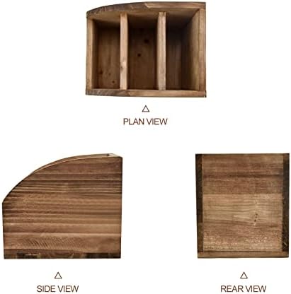 OKSQW Rustic Vintage Wooden Desk Organizer Farmhouse Wood Remote Control Caddy, 3 Slot Tabletop Desktop Office Supply Storage Rack Desktop TV Remote Control Holder Home Decor Office Supplies Storage - Image 3