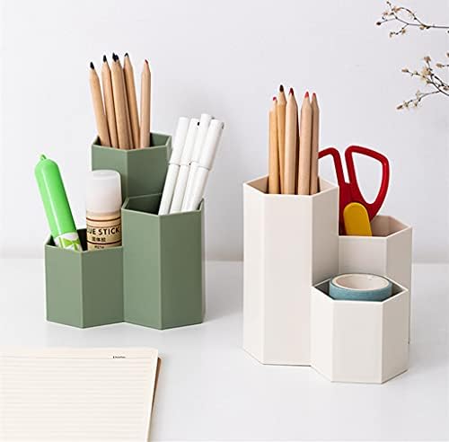 Pen Holder for Desk Pencil Organizer Small Desk Accessories Organizer Cute Pens Cup for Office,School and Home (Green, Triangular) - Image 5
