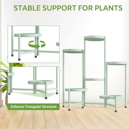 iDavosic.ly 6 Tier Large Plant Stand Indoor Outdoor, 10 In Wide Tray, Green - Image 6