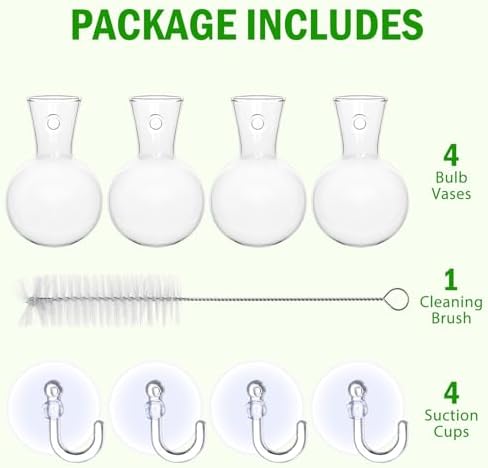 Bunmery 4 pcs Window Propagation Stations, Easy to Install Plant Propagation Bulbs with Suckion Cups, No Nails Wall Hanging Planter Propagation Station, Glass Plant Terrarium Vase - Image 7