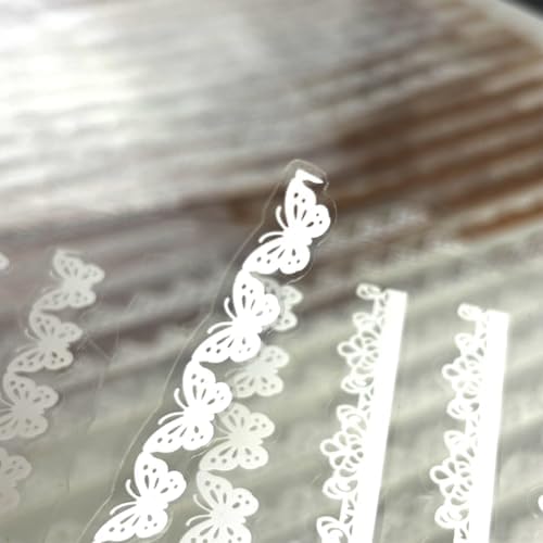 160 Pcs Transparent Lace Stickers for Scrapbooking Photo Album Card Making Journals Wedding Invitations Craft Project Decoration, White and Light Coffee Color PET Material, 40 Patterns - Image 4