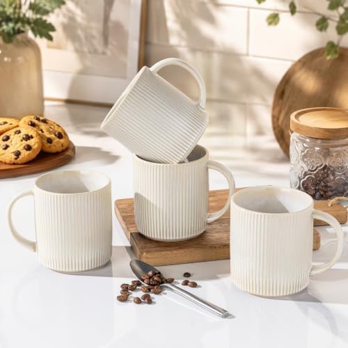 theterra Ceramic Coffee Mugs Set of 4, 14.2 oz Coffee Cups with Handle by TheTerra