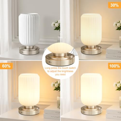 LightRound Cordless Table Lamp for Bedroom, Touch Stepless Dimmable - Image 3