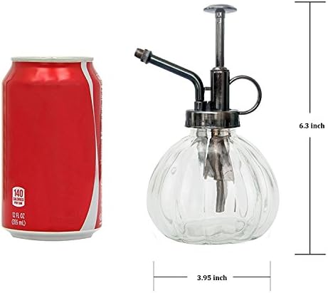 Flower Water Spray Bottle Can Pot Plant Mister | Vintage Pumpkin Style Decorative Glass Plant Atomizer Watering Can Pot with Pump for Terrariums Flowers Potted Plants (Clear) - Image 3