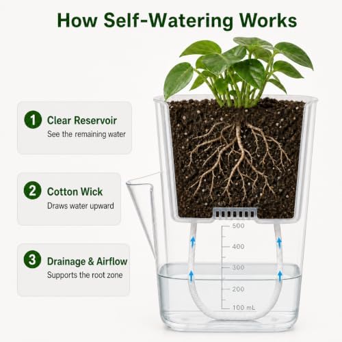 8 Pack 4 Inch Clear Self Watering Pots for Indoor Plants - Image 6