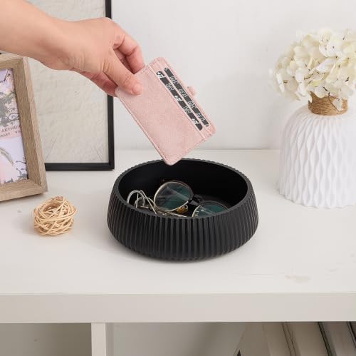 Concrete Key Bowl for Entryway Table, 7" Key Holder Bowl for Keys, Black - Image 4
