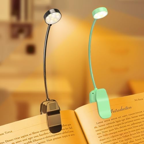 KTEBO 2 Pack Rechargeable Book Light Clip-On Reading Light for Books in Bed by KTEBO