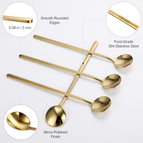 4-Pack Gold Coffee Spoons, 6.7’’ Long Handle Teaspoons - Image 3