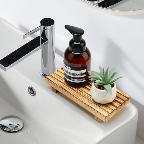 Small Wood Pedestal Stand for Bathroom Tray Kitchen Sink Counter Decor Tray - Image 2