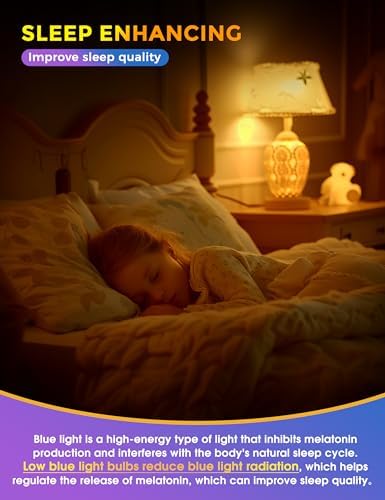 JandCase Amber Light Bulbs, Healthy Sleep,Warm Light Bulbs Blue Light Block - Image 4