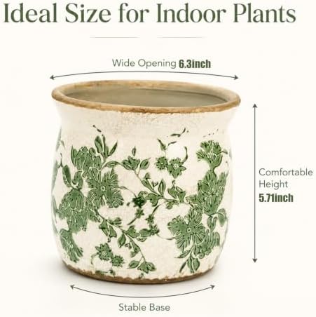Doysayes Vintage Ceramic Flower Pot for Indoor Plant with Drainage Hole - Image 3