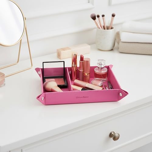 UnionBasic Medium Jewelry Tray for Rings Watches Earrings, Entryway Catchall Caddy for Coins Keys Change, Nightstand Bedside Valet Holder, Trays for Electronic Gadgets, Roseo Plus - Image 3