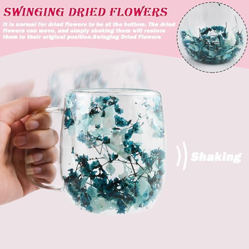 Real Flower Glass Tea Cup, 13 oz Double Wall Glass Coffee Mug with Preserved Flowers, Borosilicate Floral Cup, Gift for Women - Image 5