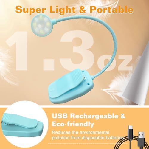 KTEBO 2 Pack Rechargeable Book Light Clip-On Reading Light for Books in Bed - Image 4