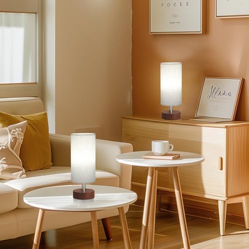 Table Lamps Set of 2 （Cream Shade - Walnut Base, 11.6" Inline Control） - Image 6