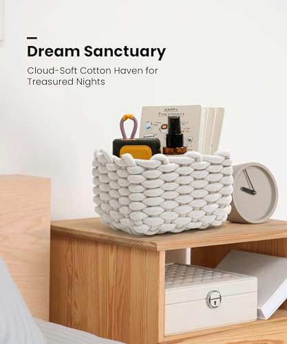 Small Cotton Rope Basket 2 Pack, White Shelf Storage Bins for Desk Vanity - Image 5
