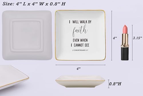 Christian Scripture Religious Bible Verse Gifts,Inspirational Gift,I Will Walk By Faith Even When I Cannot See-Affirmation Mother's Day,Birthday,Christmas Gift-Jewelry Tray Trinket Holder Ring Dish - Image 5