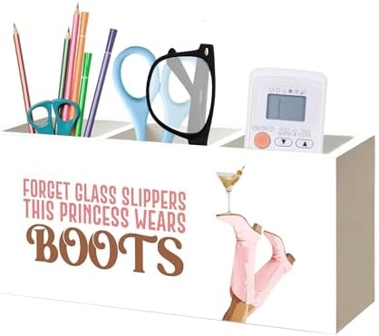 Pink Western Cowgirl Boots Makeup Brush Toothbrush Holder for Girls Bathroom Room Dorm, Cowgirl Horse Girl Gifts Wood Signs Pen Pencil Holder Organizer Office Desk Accessories by Unknown