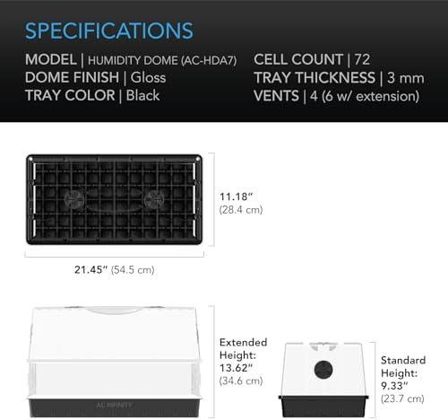 AC Infinity Humidity Dome 6x12, Heavy-Duty 3mm Seed Starter Propagation Kit - Image 6
