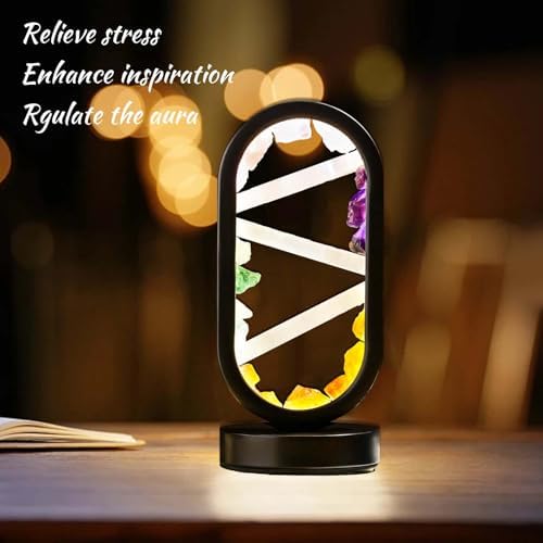 Runyangshi Crystal Table Lamp Night Light Natural Selenite & Colour Crystal Raw Stone Bedside Lamp with 3 Adjustable Light Colours Suitable for Home Decoration, Bedroom Office Desk Lighting - Image 7
