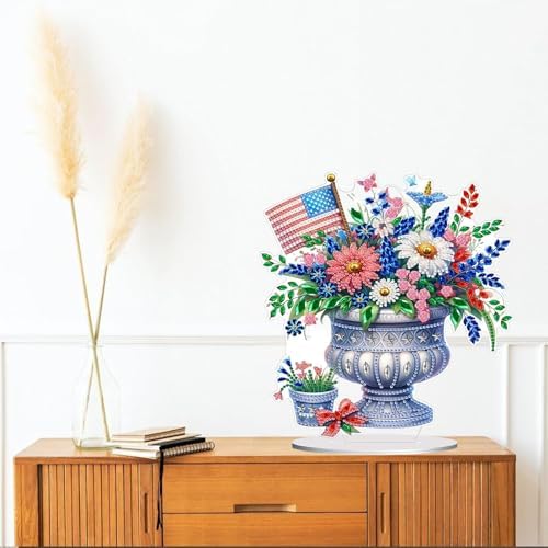 Diamond Painting Kits for Adults Beginners, 5D Full Drill Flowers Crystal Art Desktop Ornament, DIY Single Sided Home Office Desk Decor, Creative Craft Gift Set with Tools - Image 4