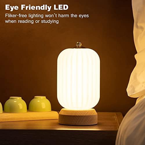 LONRISWAY LED Wood Table Lamp, 3-Color Modern Desk lamp Bedroom Bedside Night Light, Dimmable Led Lighting, Creative Home Decor, Unique House warmging Gift - Image 2