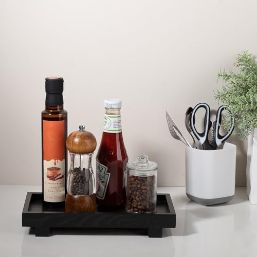 Decorative Tray Farmhouse Decor Wood Soap Holder, 10.8 * 5.3 Black - Image 4