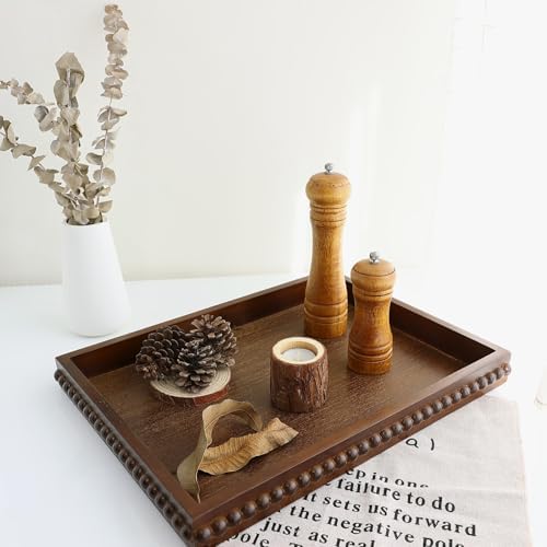 Hrastany Wood Decorative Tray for Coffee Table, Dark Brown - Image 5