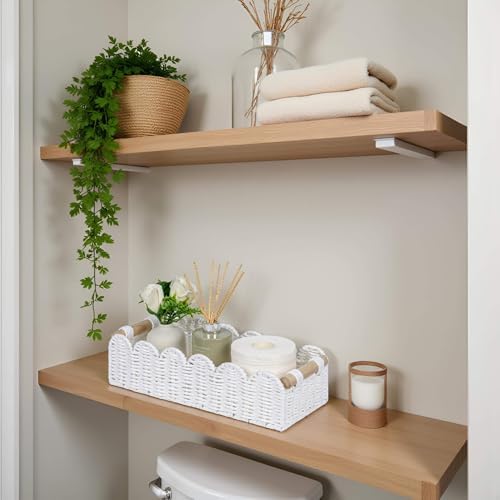 CubesLand Scalloped Toilet Paper Storage Basket W/Handle for Home Decor - Image 3