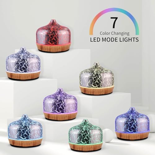 Porseme 500ml Glass Essential Oil Diffuser Aromatherapy Ultrasonic Cool Mist Humidifier 15-21 Running Hours Waterless Auto-Off Air Diffusers for Sleeping Yoga Working Spa(Silver Plated) - Image 2